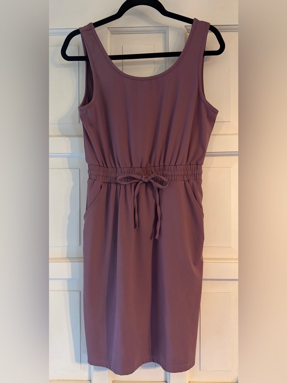 Scoop Neck Mauve Drawstring Midi Dress